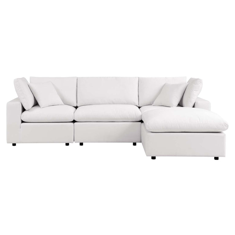 Commix 4-Piece Outdoor Patio Sectional Sofa in White, EEI-5580-WHI