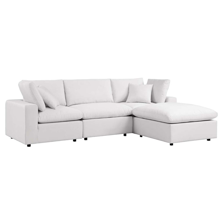 Commix 4-Piece Outdoor Patio Sectional Sofa in White, EEI-5580-WHI