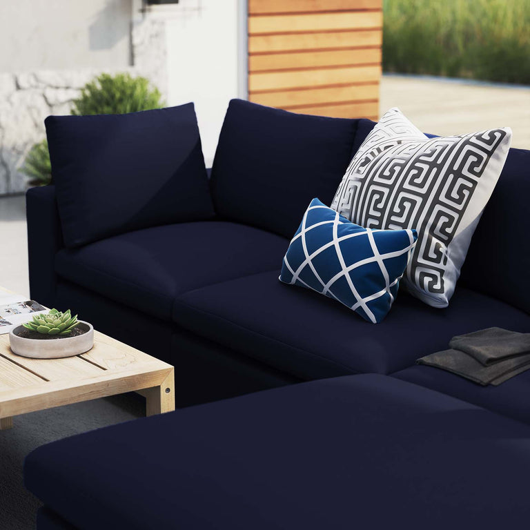 Commix 4-Piece Sunbrella® Outdoor Patio Sectional Sofa in Navy, EEI-5581-NAV
