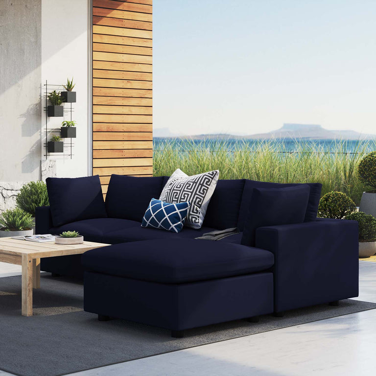 Commix 4-Piece Sunbrella® Outdoor Patio Sectional Sofa in Navy, EEI-5581-NAV