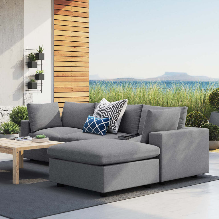 Commix 4-Piece Sunbrella® Outdoor Patio Sectional Sofa in Gray, EEI-5581-SLA