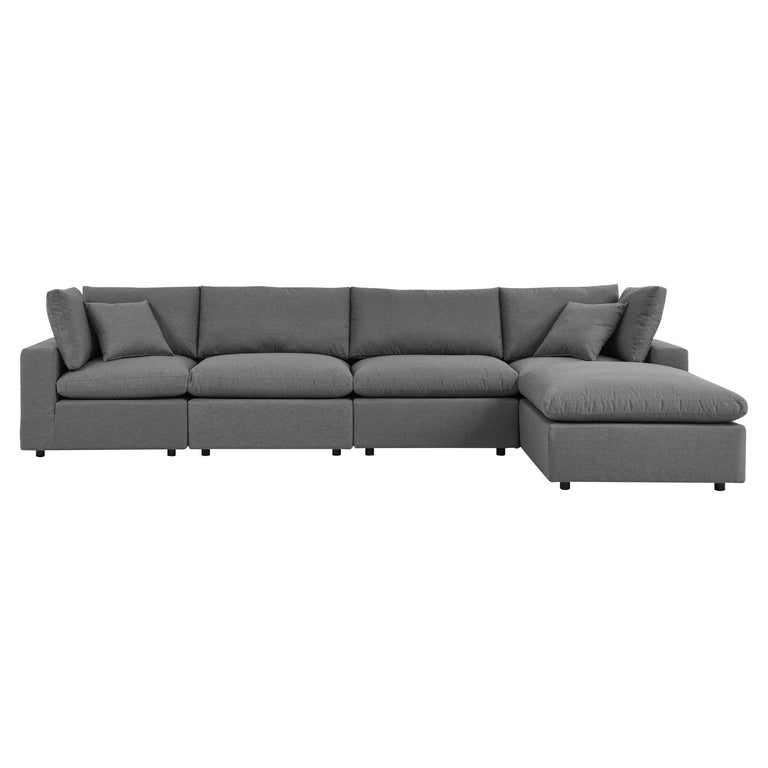 Commix 5-Piece Outdoor Patio Sectional Sofa in Charcoal, EEI-5583-CHA