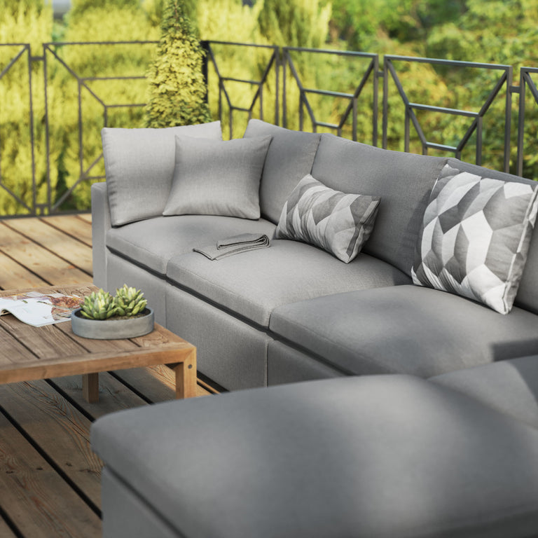 Commix 5-Piece Outdoor Patio Sectional Sofa in Charcoal, EEI-5583-CHA