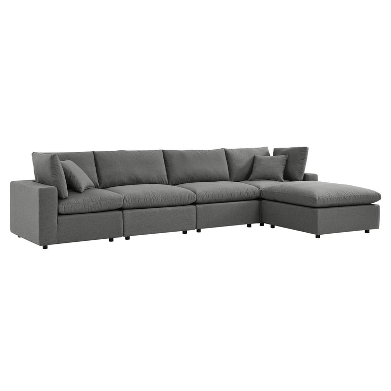 Commix 5-Piece Outdoor Patio Sectional Sofa in Charcoal, EEI-5583-CHA