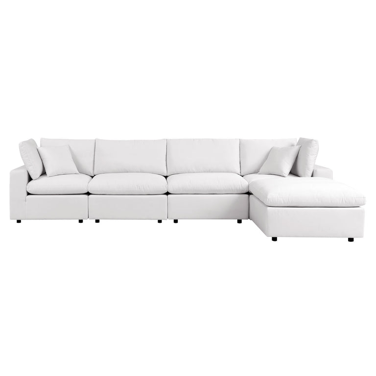 Commix 5-Piece Outdoor Patio Sectional Sofa in White, EEI-5583-WHI