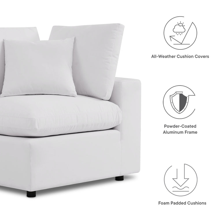 Commix 5-Piece Outdoor Patio Sectional Sofa in White, EEI-5583-WHI