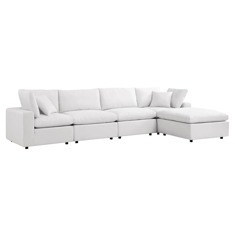Commix 5-Piece Outdoor Patio Sectional Sofa in White, EEI-5583-WHI