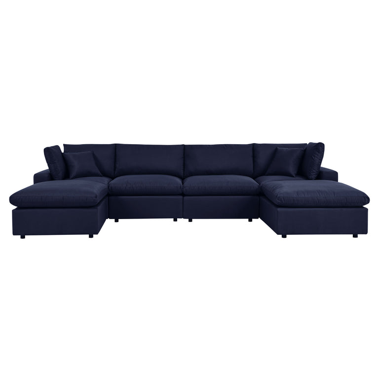 Commix 6-Piece Outdoor Patio Sectional Sofa in Navy, EEI-5585-NAV
