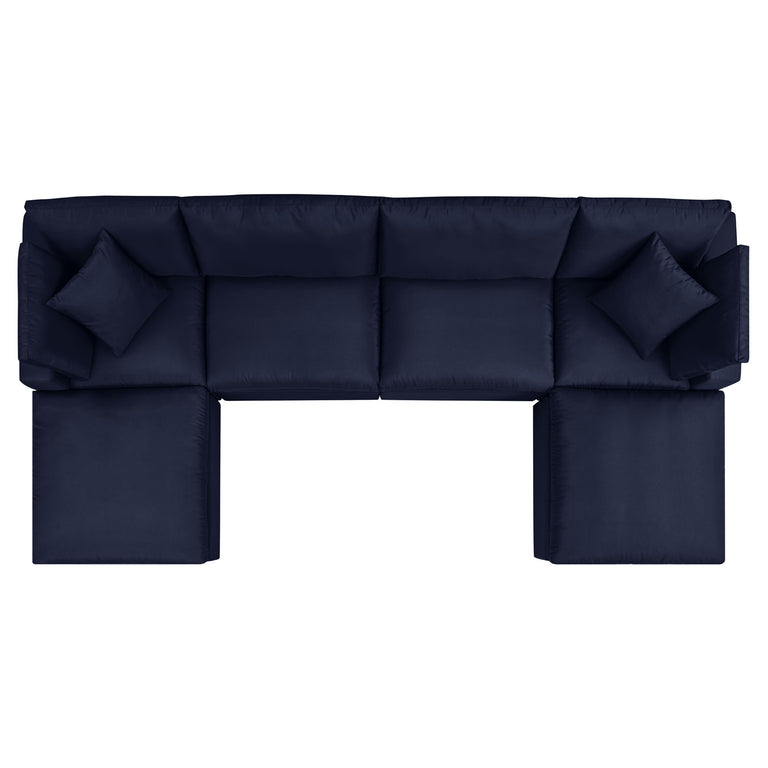 Commix 6-Piece Outdoor Patio Sectional Sofa in Navy, EEI-5585-NAV