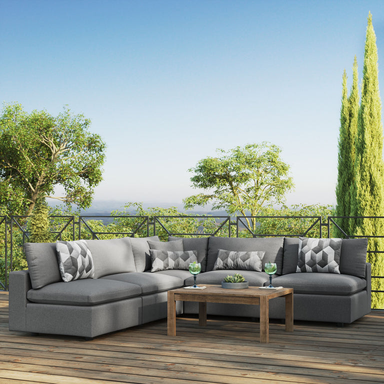Commix 5-Piece Outdoor Patio Sectional Sofa in Charcoal, EEI-5587-CHA