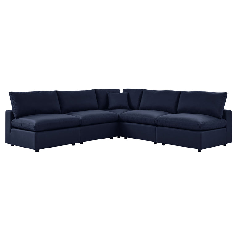Commix 5-Piece Outdoor Patio Sectional Sofa in Navy, EEI-5587-NAV