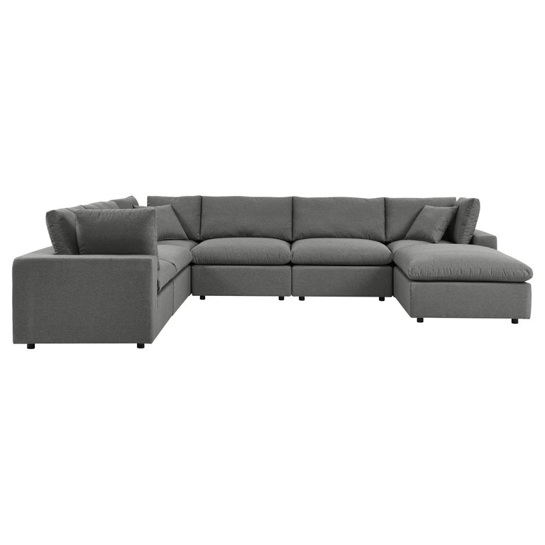 Commix 7-Piece Outdoor Patio Sectional Sofa in Charcoal, EEI-5591-CHA