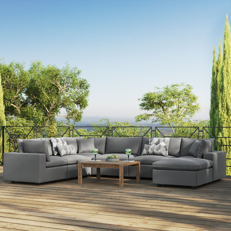 Commix 7-Piece Outdoor Patio Sectional Sofa in Charcoal, EEI-5591-CHA