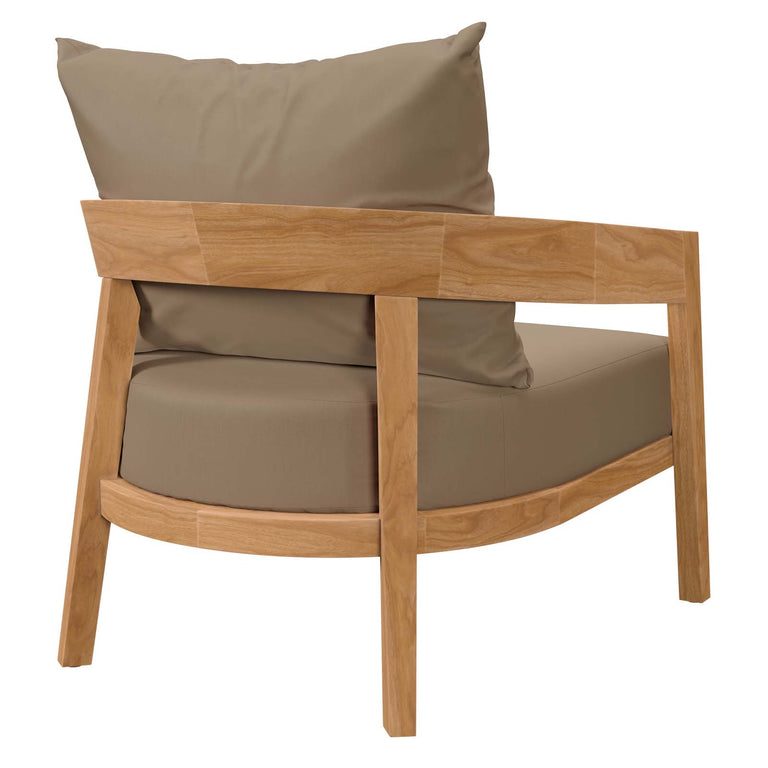 Brisbane Teak Wood Outdoor Patio Armchair in Natural Light Brown, EEI-5602-NAT-LBR