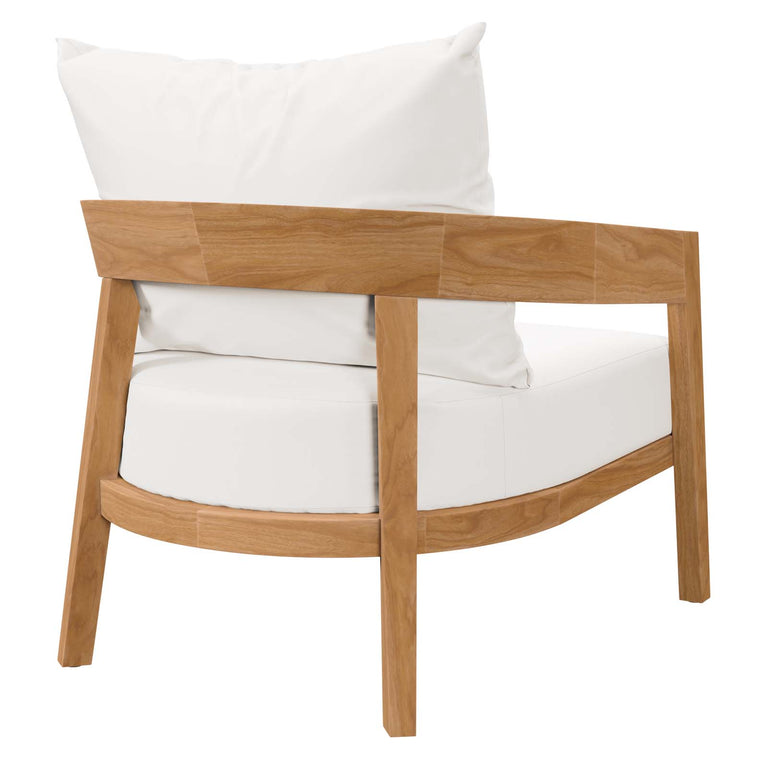 Brisbane Teak Wood Outdoor Patio Armchair in Natural White, EEI-5602-NAT-WHI