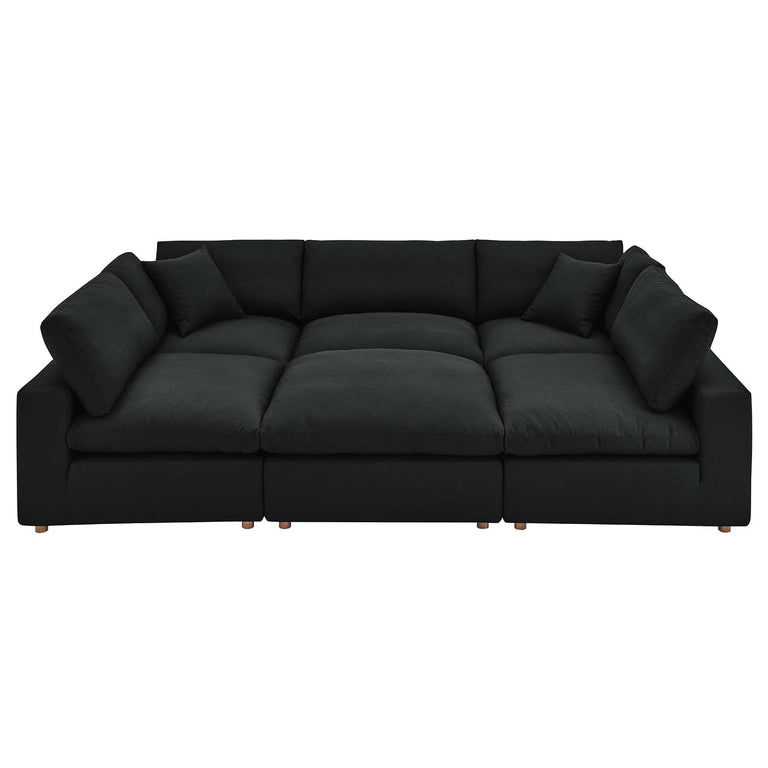 Commix Down Filled Overstuffed 6-Piece Sectional Sofa in Black, EEI-5761-BLK