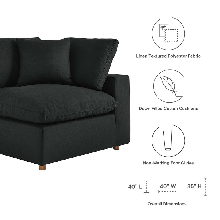 Commix Down Filled Overstuffed 6-Piece Sectional Sofa in Black, EEI-5761-BLK
