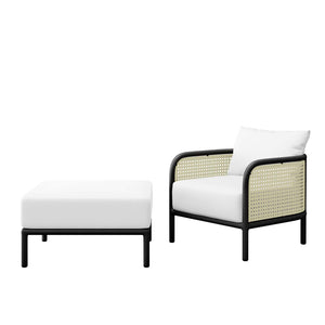 Hanalei 2-Piece Outdoor Patio Furniture Set in Ivory White, EEI-5763-IVO-WHI