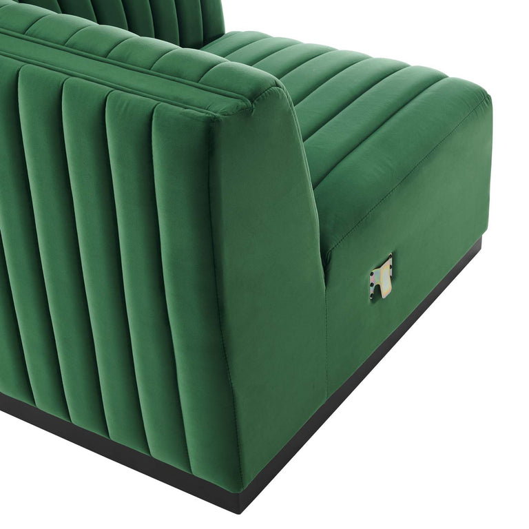 Conjure Channel Tufted Performance Velvet Sofa in Black Emerald, EEI-5765-BLK-EME