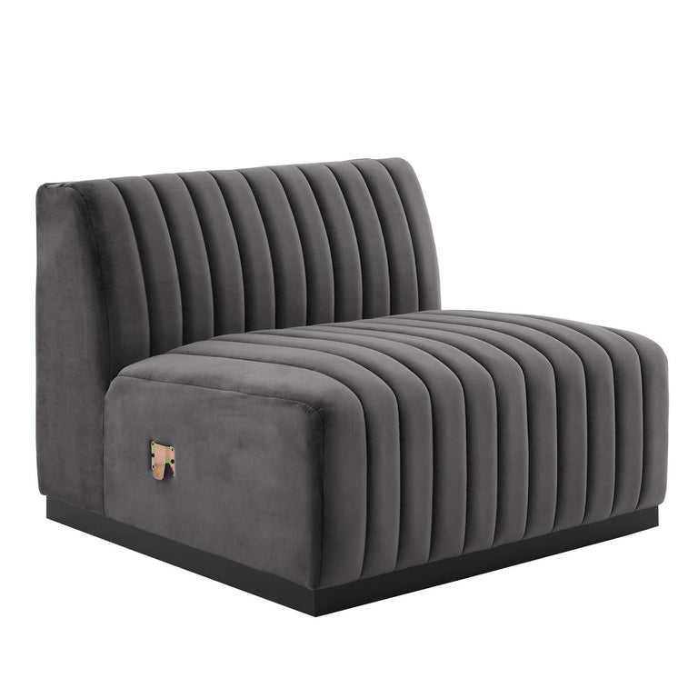 Conjure Channel Tufted Performance Velvet Sofa in Black Gray, EEI-5765-BLK-GRY