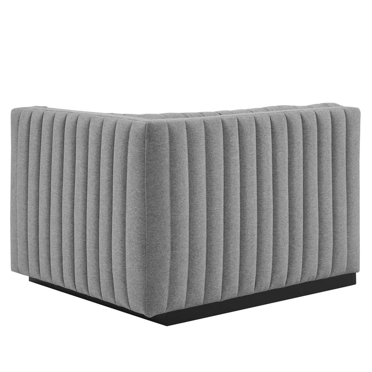 Conjure Channel Tufted Upholstered Fabric Sofa in Black Light Gray, EEI-5787-BLK-LGR