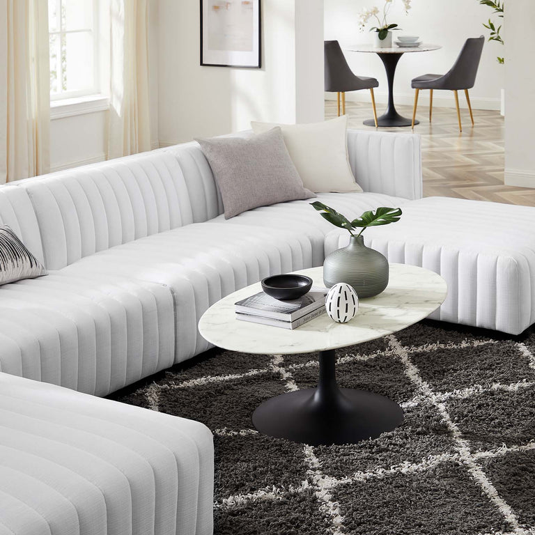 Conjure Channel Tufted Upholstered Fabric 6-Piece Sectional Sofa in BlackWhite, EEI-5790-BLK-WHI