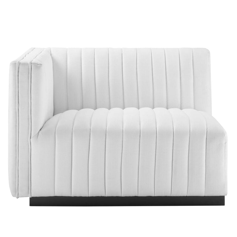 Conjure Channel Tufted Upholstered Fabric 6-Piece Sectional Sofa in BlackWhite, EEI-5790-BLK-WHI