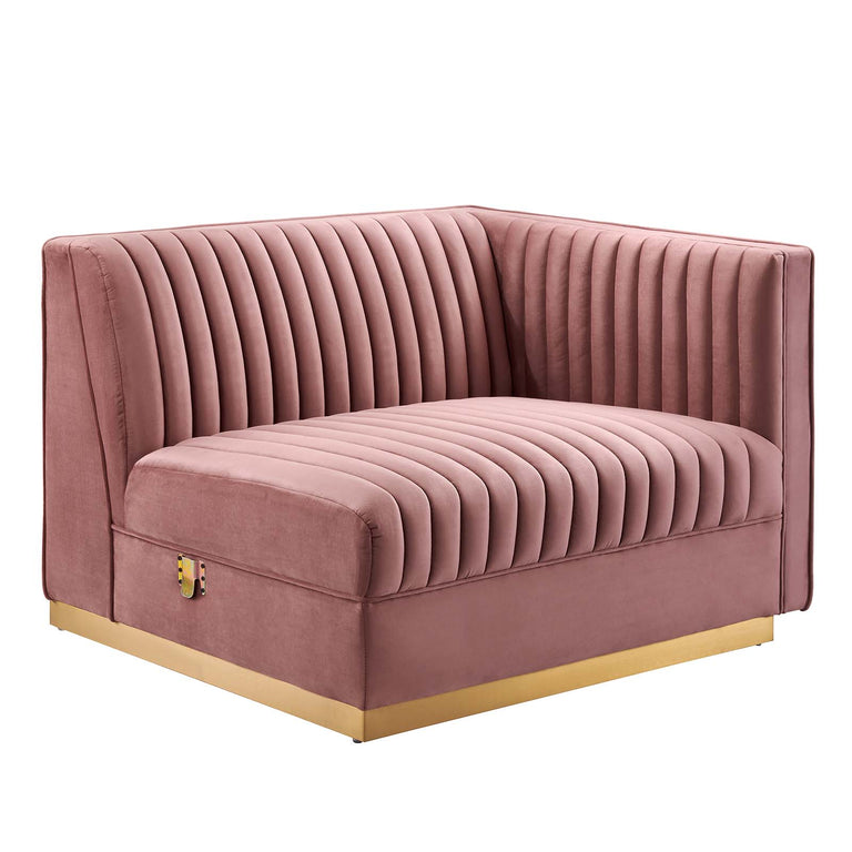 Sanguine Channel Tufted Performance Velvet Modular Sectional Sofa Loveseat in Dusty Rose, EEI-5824-DUS