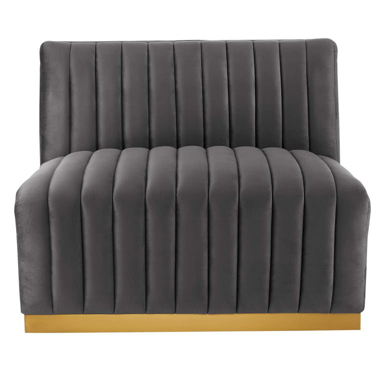 Conjure Channel Tufted Performance Velvet 4-Piece Sofa in Gold Gray, EEI-5845-GLD-GRY