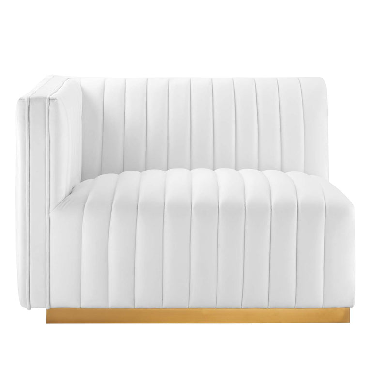Conjure Channel Tufted Performance Velvet 4-Piece Sofa in Gold White, EEI-5845-GLD-WHI