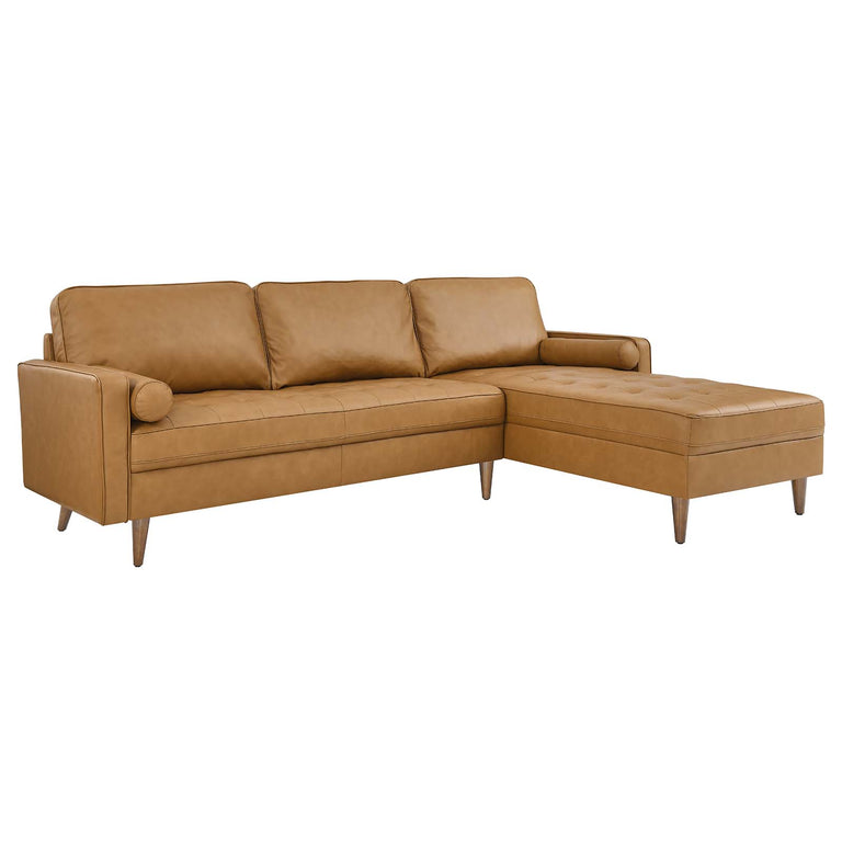 Valour 98" Leather Sectional Sofa in Tan, EEI-5873-TAN