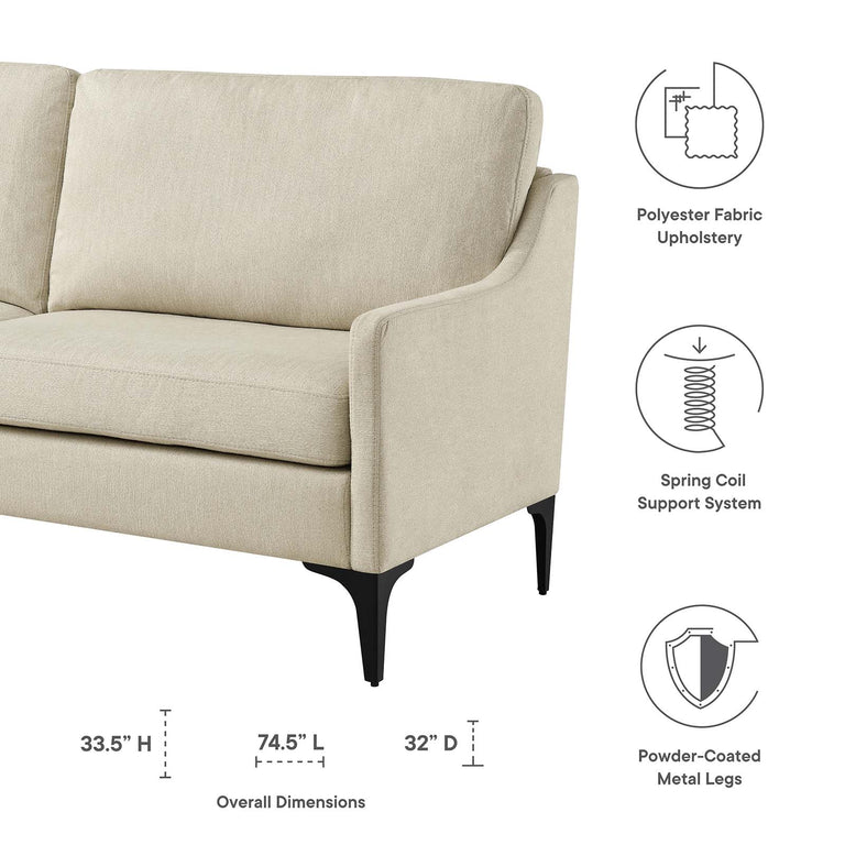 Corland Upholstered Fabric Sofa in Beige, EEI-6019-BEI
