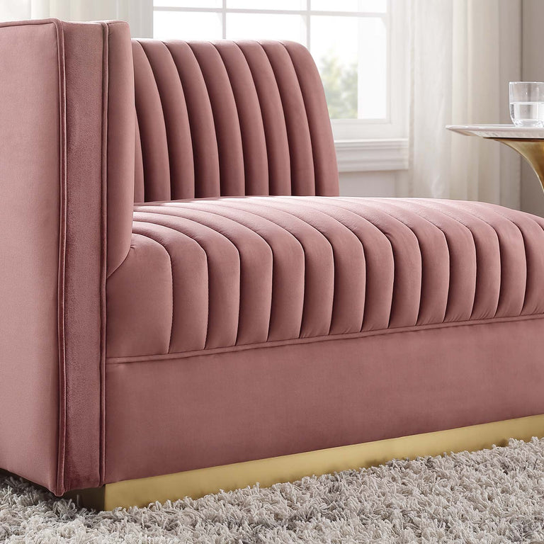 Sanguine Channel Tufted Performance Velvet Modular Sectional Sofa Left-Arm Chair in Dusty Rose, EEI-6031-DUS