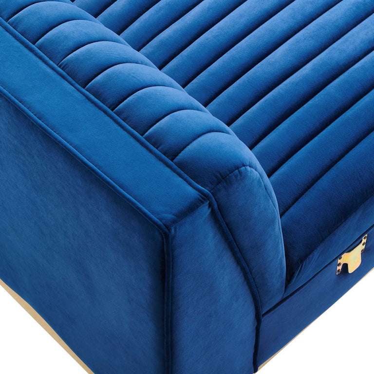 Sanguine Channel Tufted Performance Velvet Modular Sectional Sofa Armless Chair in Navy Blue, EEI-6033-NAV