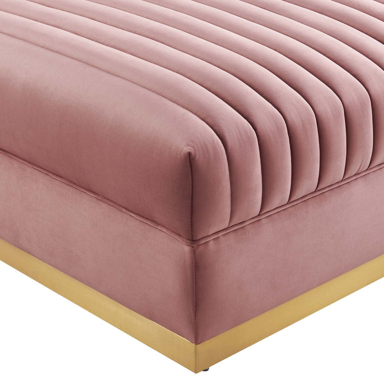 Sanguine Channel Tufted Performance Velvet Modular Sectional Sofa Ottoman in Dusty Rose, EEI-6036-DUS