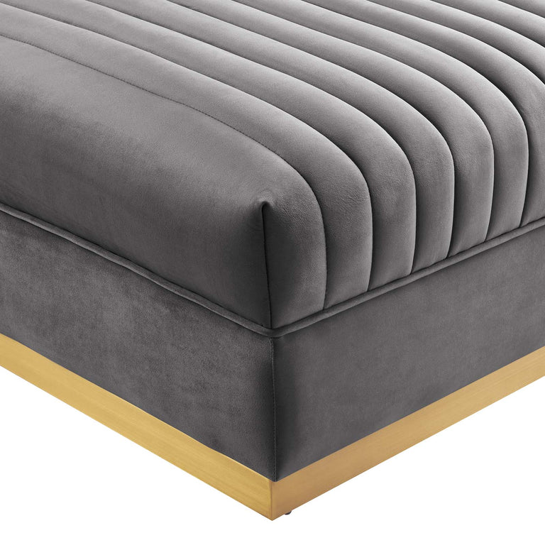 Sanguine Channel Tufted Performance Velvet Modular Sectional Sofa Ottoman in Gray, EEI-6036-GRY