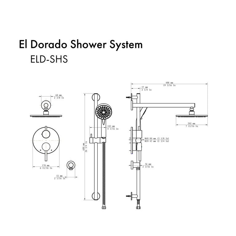 ZLINE El Dorado Shower System in Polished Gold, ELD-SHS-PG