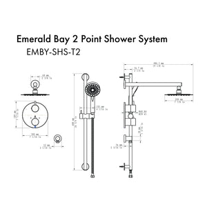 ZLINE Emerald Bay Thermostatic Shower System in Polished Gold, EMBY-SHS-T2-PG