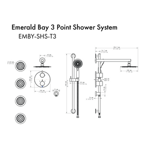 ZLINE Emerald Bay Thermostatic Shower System in Brushed Nickel with Body Jets, EMBY-SHS-T3-BN