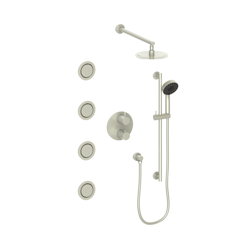 ZLINE Emerald Bay Thermostatic Shower System in Brushed Nickel with Body Jets, EMBY-SHS-T3-BN