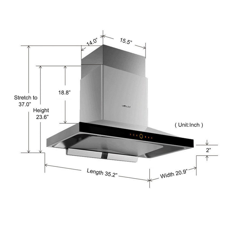 Fotile Perimeter Vent Series 36 In. 900 CFM Wall Mount Range Hood with Touchscreen in Stainless Steel, EMS9018