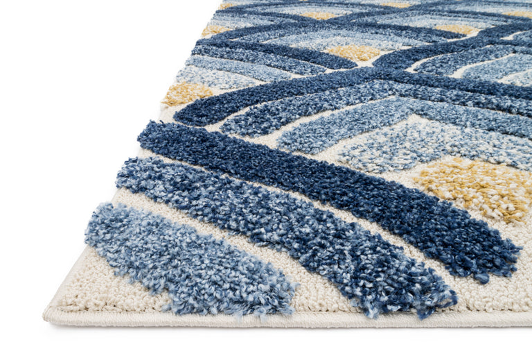 Loloi Rugs Enchant Collection Rug in Ivory, Blue - 7'7" x 10'6"
