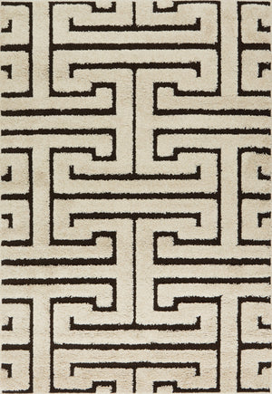 Loloi Rugs Enchant Collection Rug in Ivory, Dark Brown - 7'7" x 10'6"