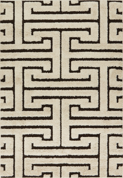 Loloi Rugs Enchant Collection Rug in Ivory, Dark Brown - 7'7" x 10'6"
