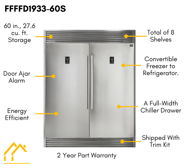 Forno Appliance Package - 36 Inch Dual Fuel Range, Wall Mount Range Hood, 60 Inch Refrigerator, AP-FFSGS6156-36-4