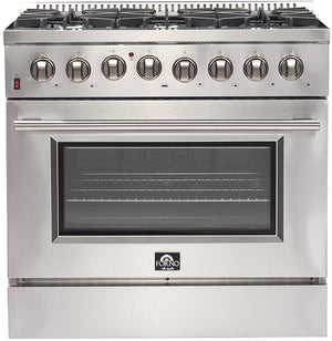 Forno Appliance Package - 36 Inch Dual Fuel Range, Wall Mount Range Hood, Microwave Drawer, AP-FFSGS6156-36-3