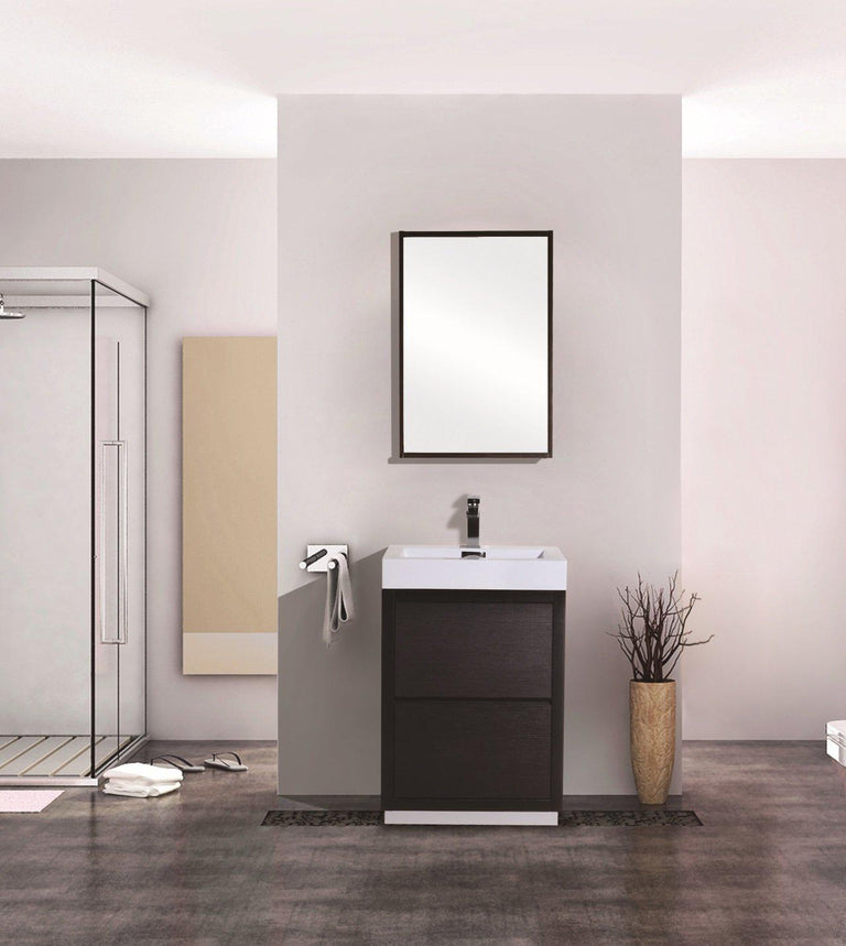 KubeBath Bliss 24 in. Free Standing Modern Bathroom Vanity - Black, FMB24-BK