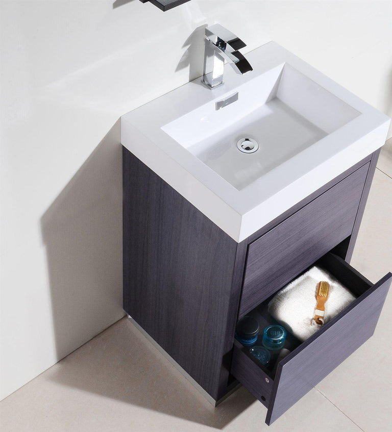 KubeBath Bliss 24 in. Free Standing Modern Bathroom Vanity - Gray Oak, FMB24-GO