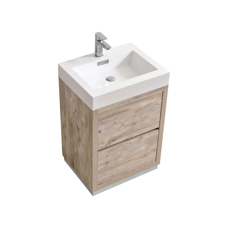 KubeBath Bliss 24 in. Free Standing Modern Bathroom Vanity - Nature Wood, FMB24-NW