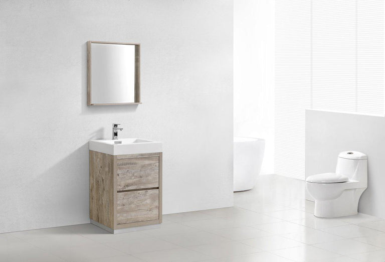 KubeBath Bliss 24 in. Free Standing Modern Bathroom Vanity - Nature Wood, FMB24-NW